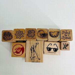 Rubber Stamp Bundle Of 10 Stamps For Scrapbooking Crafting